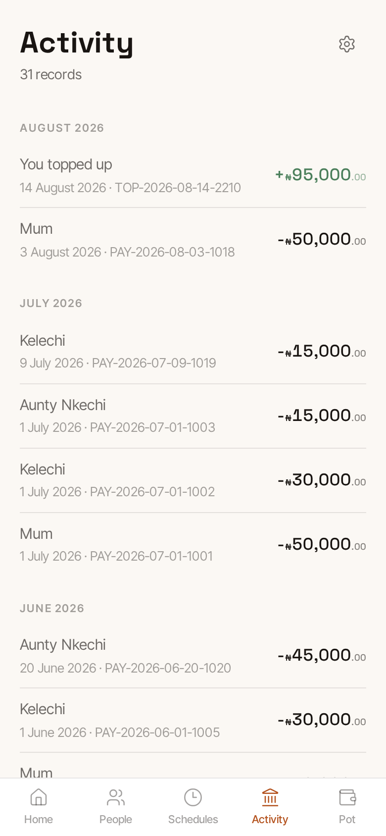BlackTax app screen: Activity